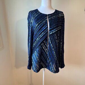 ✨Chico's Travelers Collection Sheer Open Cardigan Jacket Size 2 (L) Blue✨